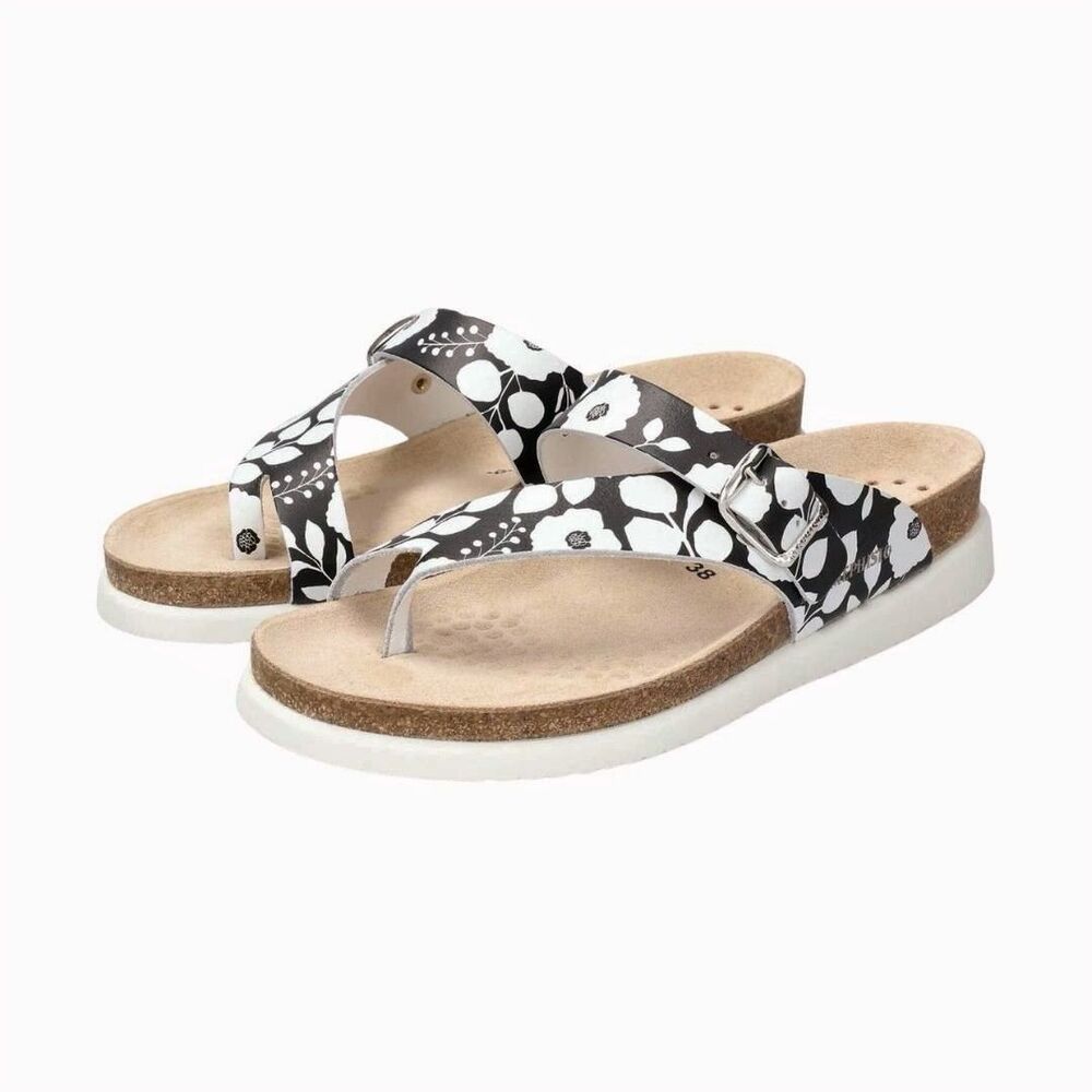 NWOB NWT Mephisto Helen Black Tokyo Floral Leather Sandals ~ Women Sz. 10 (40EU)